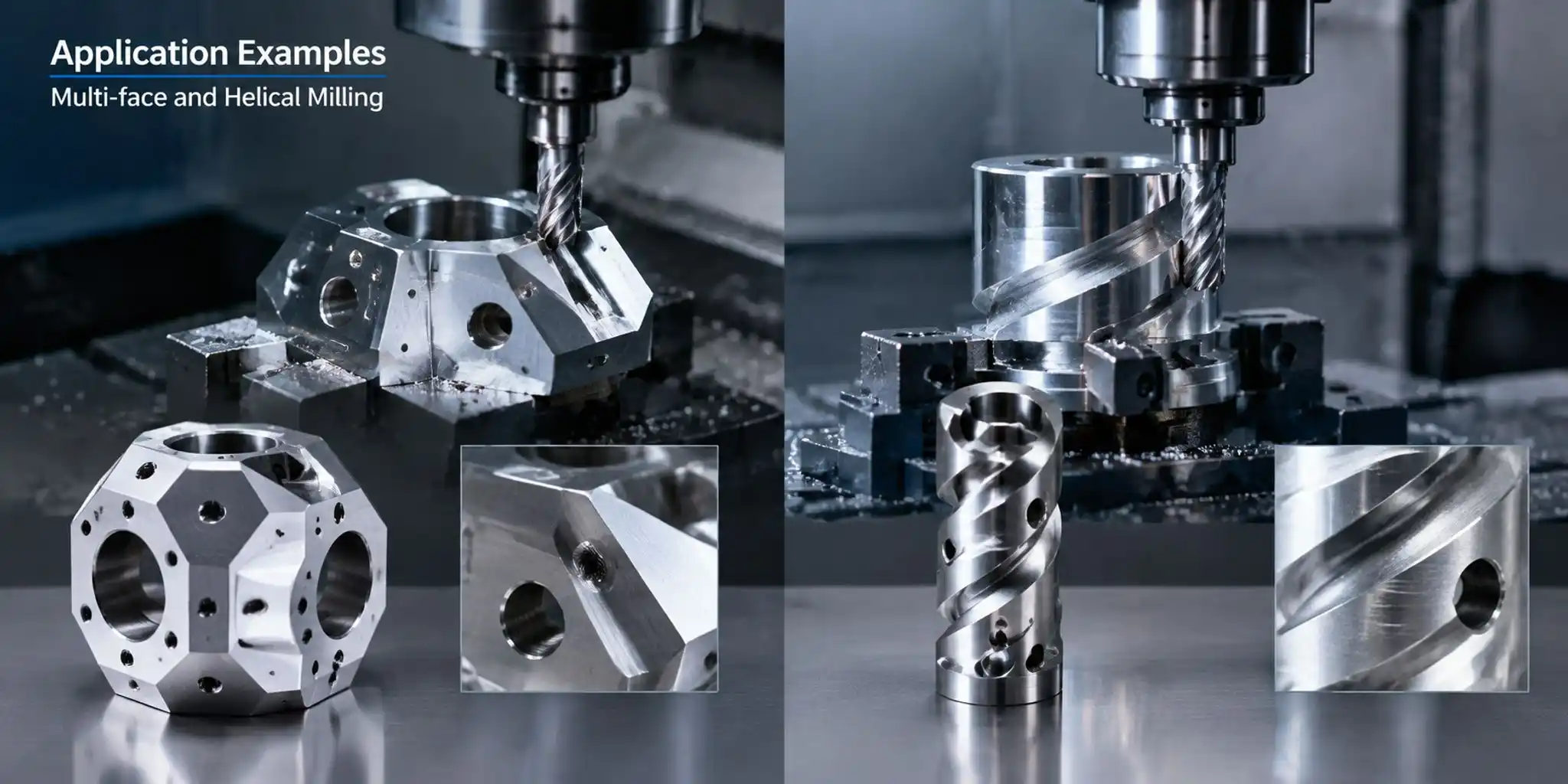 multi-face and helical milling application examples on machining center